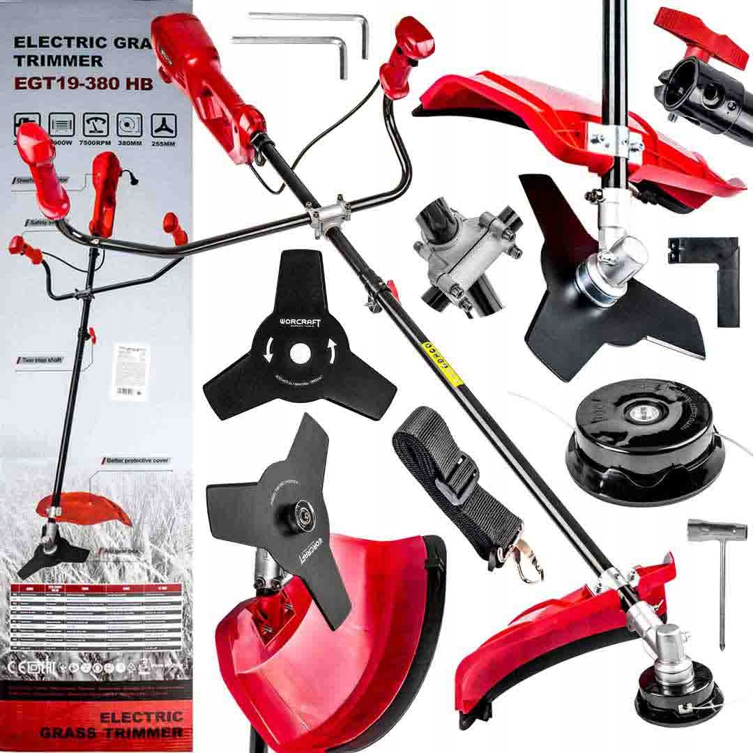 Elektrický krovinorez Worcraft EGT19-380 HB 1900W, 38 cm struna, 3-zubový kotúčový remeň